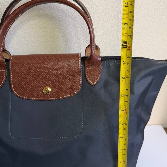 Longchamp Le Pliage Grey Nylon Tote Bag Short Handles - Picture 3 of 12